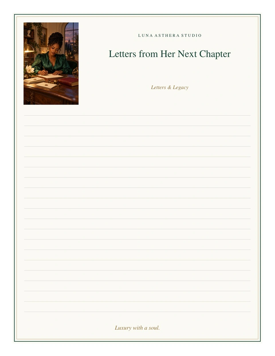 Approved artwork for Letters from Her Next Chapter writing set