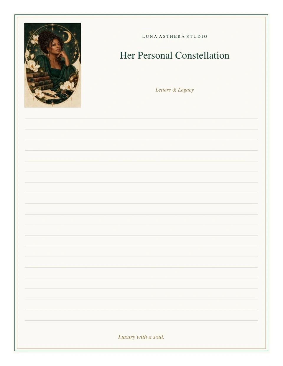 Approved artwork for Her Personal Constellation writing set